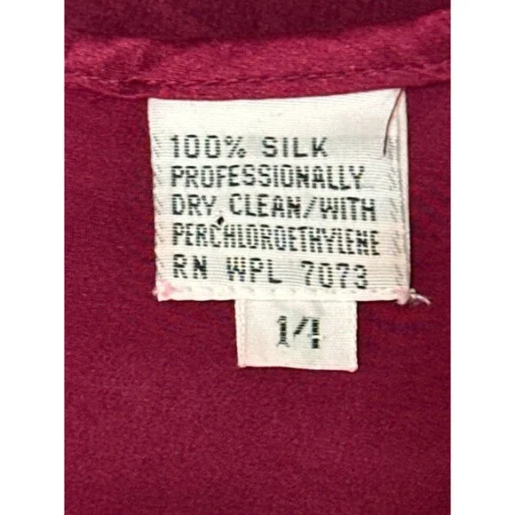 Vintage All Silk Blouse by Jonathan Logan 14 Magenta Long Sleeve 80s Retro Chic - Picture 8 of 9